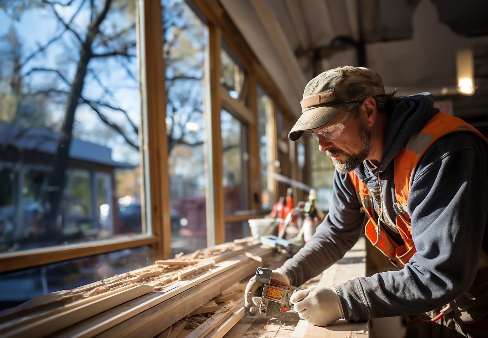 Construction workers framing a house during the Las Vegas housing boom